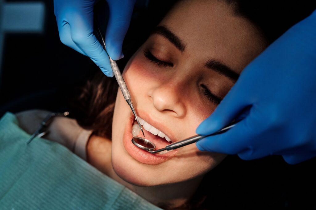 Patient receiving professional teeth whitening treatment at Wisconsin Family Dental in Cottage Grove, WI.